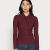 Anna Field RIBBED POLO LONGSLEEVE - Camiseta De Manga Larga - Dark Red, Mujer -Anna Field Ventas 2022 218c1317178b49babb8ad37f5afb786b