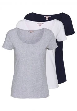 Anna Field 3 PACK - Camiseta Básica - White/navy/light Grey Melange, Mujer