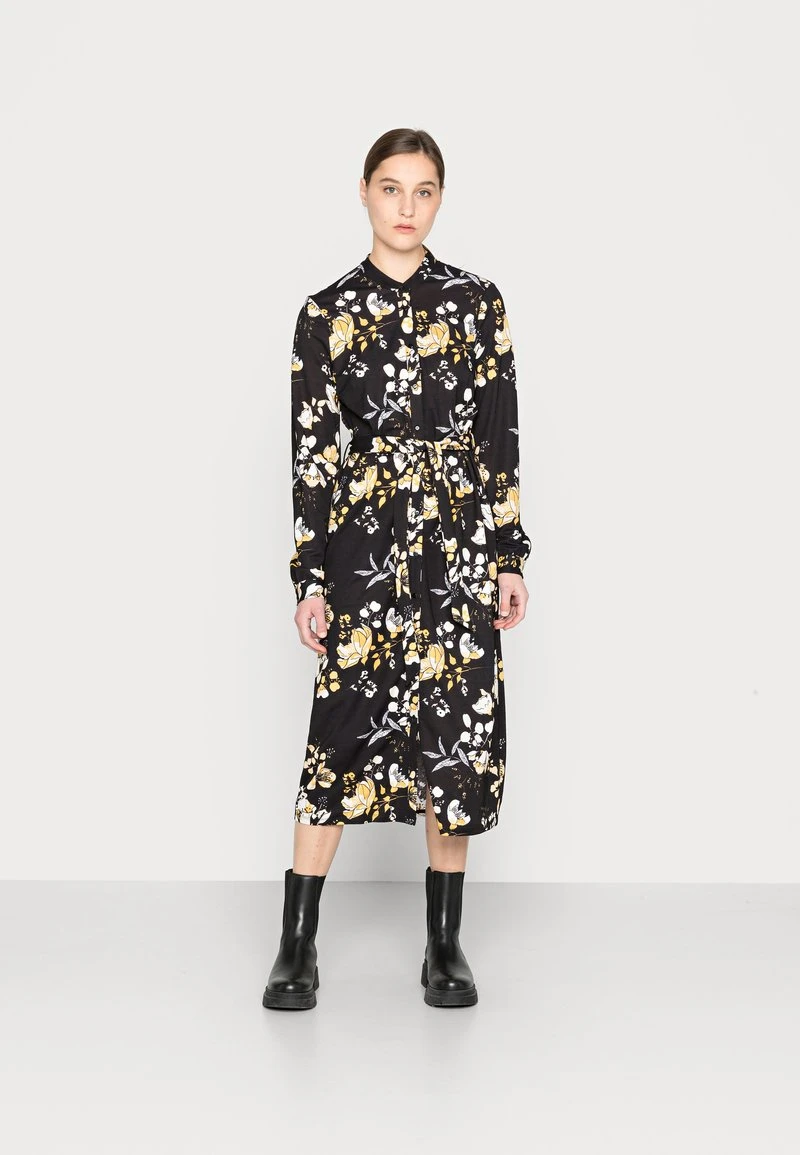 Anna Field SHIRT COLLAR MIDI BELTED DRESS - Vestido Camisero - Black/yellow/white, Mujer 3 Anna Field SHIRT COLLAR MIDI BELTED DRESS - Vestido Camisero - Black/yellow/white, Mujer