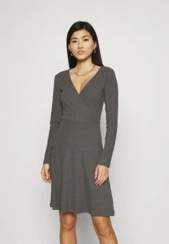 Anna Field Vestido De Punto - Mottled Dark Grey, Mujer