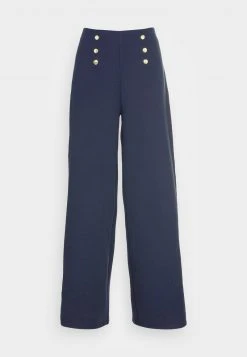 Anna Field BUTTON WAIST WIDE LEG PANTS - Pantalones - Dark Blue, Mujer -Anna Field Ventas 2022 461f1736c14549bc8b87bda6943d86e5