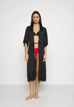Anna Field ARIANA SATIN KIMONO LONG - Albornoz - Black, Mujer
