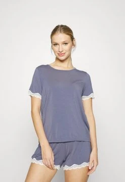 Anna Field LACE TRIM SHORT SET - Pijama - Blue, Mujer