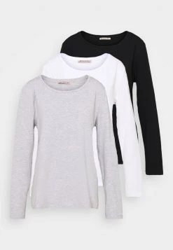 Anna Field 3 PACK - Camiseta De Manga Larga - Black/white/mottled Light Grey, Mujer -Anna Field Ventas 2022 961352bddf144aa8ae41be158008bf1b