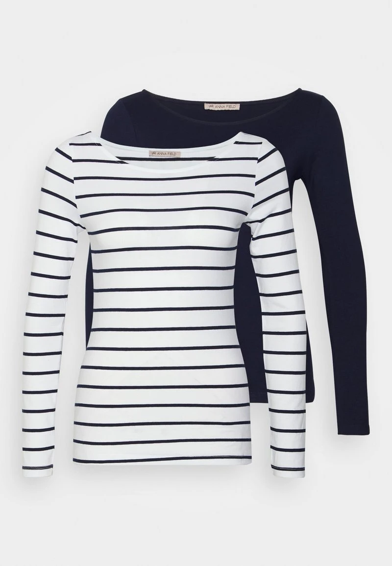 Anna Field 2 PACK - Camiseta De Manga Larga - White/navy, Mujer 3 Anna Field 2 PACK - Camiseta De Manga Larga - White/navy, Mujer