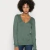Anna Field OPEN V NECK JUMPER - Jersey De Punto - Green, Mujer