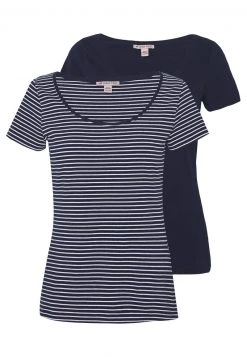 Anna Field 2 PACK - Camiseta Estampada - Navy/white, Mujer
