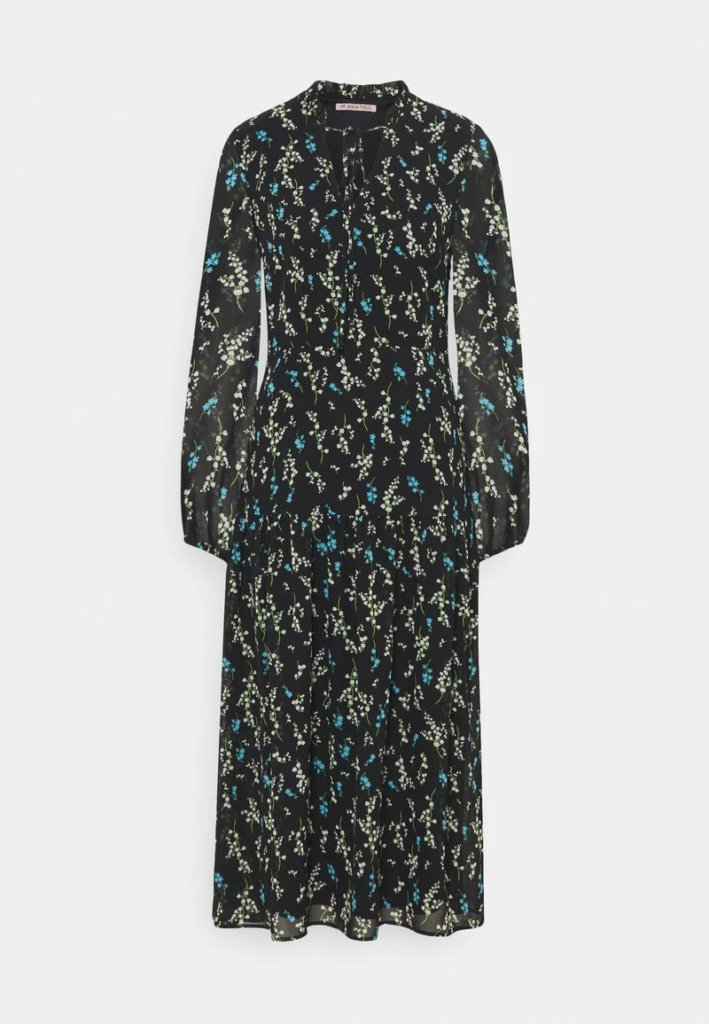 Anna Field VOLANT MAXI DRESS PRINTED - Vestido Informal - Black/blue, Mujer 3 Anna Field VOLANT MAXI DRESS PRINTED - Vestido Informal - Black/blue, Mujer