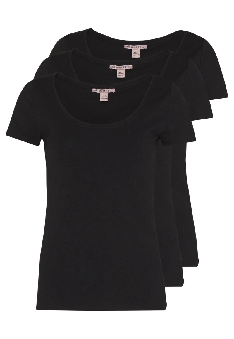 Anna Field 3 PACK - Camiseta Básica - Black, Mujer 3 Anna Field 3 PACK - Camiseta Básica - Black, Mujer