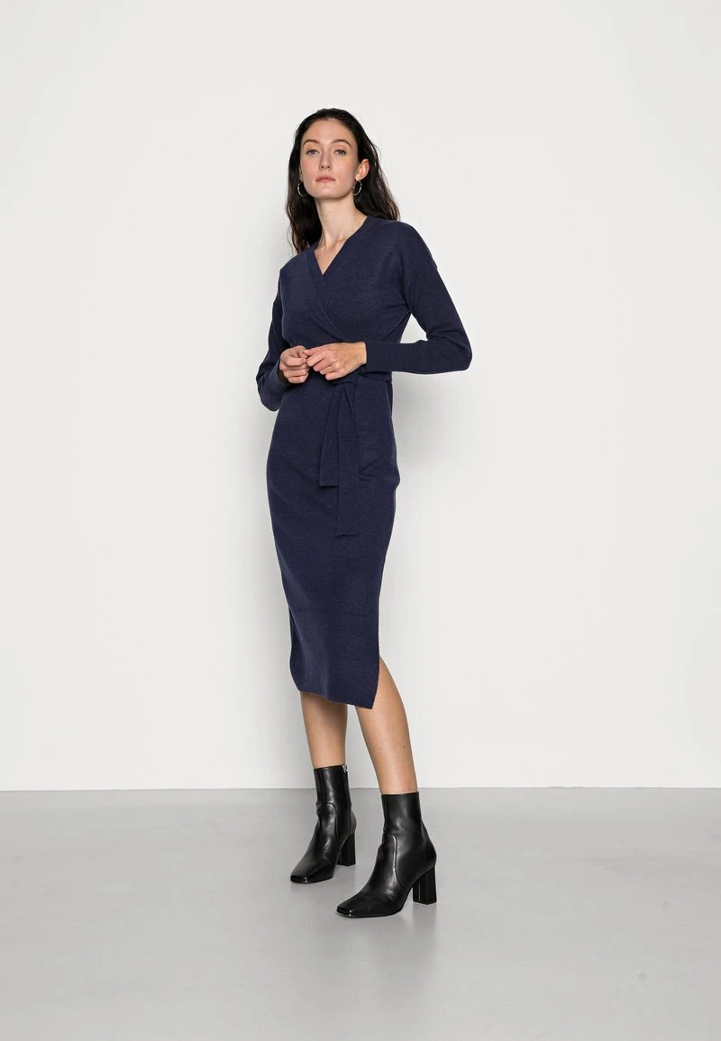 Anna Field WRAP OVER MIDI DRESS - Vestido De Punto - Dark Blue, Mujer 3 Anna Field WRAP OVER MIDI DRESS - Vestido De Punto - Dark Blue, Mujer