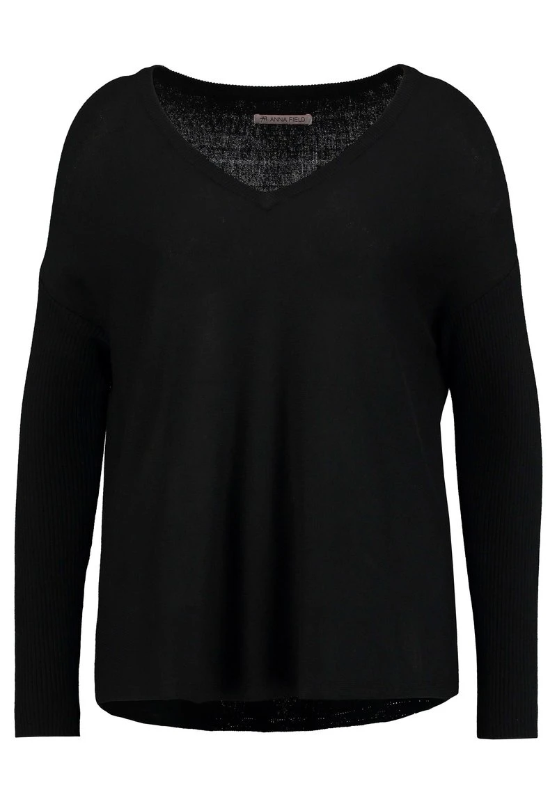 Anna Field RELAXED V-NECK - Jersey De Punto - Black, Mujer 6 Anna Field RELAXED V-NECK - Jersey De Punto - Black, Mujer - Imagen 4